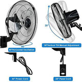 Simple Deluxe 18 Inch Household Commercial Wall Mount Fan, 90 18 Inch, Black