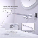 Wall Mount Bathtub Faucet Chrome, 2 Handle Tub Filler Faucet Wall Mounted Sol...