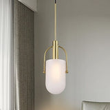 Warehouse of Tiffany Palmella Brass and Frosted Glass Pendant Ceiling Lamp