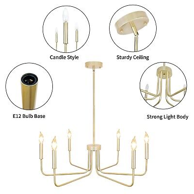 Gold Chandeliers for Dining Room Modern Farmhouse Chandelier 6 Lights 28.74" ...