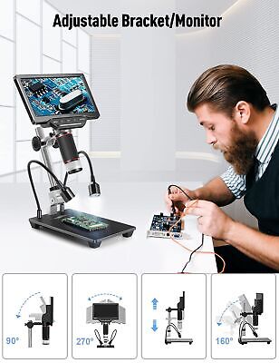 10" HDMI LCD Digital Microscope 1500X,Coin Microscope for Adults with 16MP Ca...