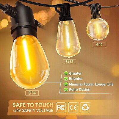 LED Outdoor String Lights Patio - 120FT Dimmable Hanging Light with Remote, 3...