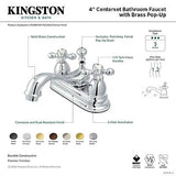 Kingston Brass KS3606AX Restoration 4" Centerset Bathroom Faucet, Polished Ni...