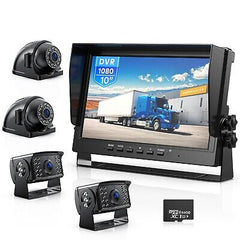 10" HD Backup Camera System Kit, Loop Recording Large Monitor with Wired Rear...