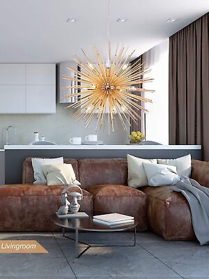 Modern Gold Sputnik Chandeliers Pendant Light fixtures for Kitchen Island Lig...