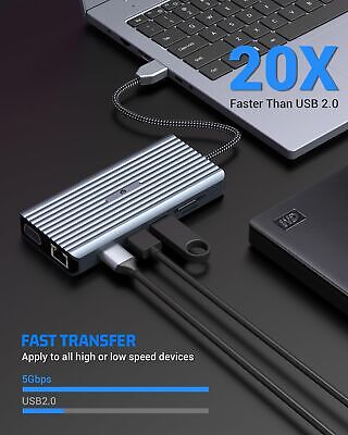 12 in 1 USB C Hub, Tymyp USB C Docking Station, Three Screen Setup with VGA, ...