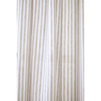 Solino Home Stripe Linen Curtain 96 Inches Long &#8211; Natural and White Light