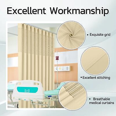 Flame Retardant Hospital Curtains Room Divider with Flat Hooks Cubicle Curtai...