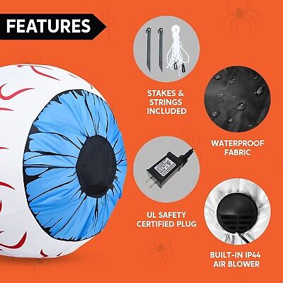 Joiedomi 3ft Inflatable Large Set of Eyes, Halloween Inflatable Light Up Eyeb...