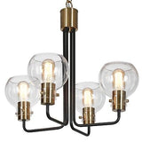 Modern Black and Gold Chandelier, 4-Light Chandeliers for Dining Room, Glass ...