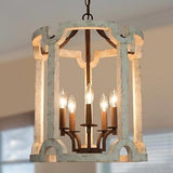 KSANA Farmhouse Chandelier, 5-Light French Country Wood Drum Light Fixture wi...