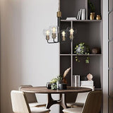 Modern Black and Gold Chandelier, 4-Light Chandeliers for Dining Room, Glass ...