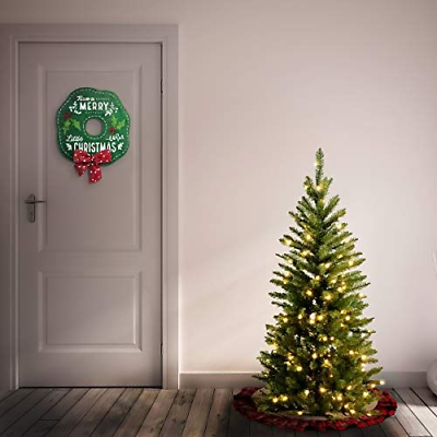 National Tree Company Artificial Pre-Lit Slim Christmas Tree, 4.5 ft, Green