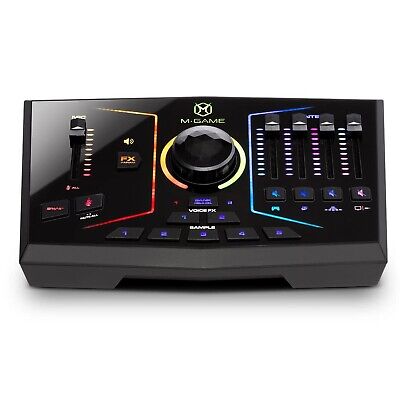 RGB Dual USB Audio Interface Mixer for Streaming and Gaming with XLR Micropho...