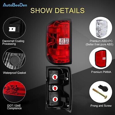 Tail Lights Compatible with Chevy Chevrolet Silverado 1500 2500 3500 2014-201...