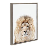 Kate and Laurel Sylvie Lion Stare Portrait Framed Canvas Wall Art by Amy Pete...