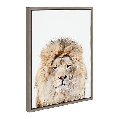 Kate and Laurel Sylvie Lion Stare Portrait Framed Canvas Wall Art by Amy Pete...