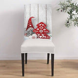 Dining Chair Slipcover, Christmas Cartoon Gnome Red Tree Wood Grain Board Win...