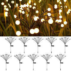 Solar Powered LED Firefly Garden Lights, Swaying Solar Garden Lights with 2 L...