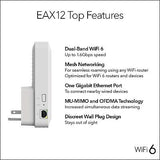 NETGEAR WiFi 6 Mesh Range Extender (EAX12) - Add up to 1,200 sq. ft. and 15+ ...