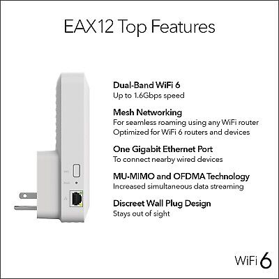 NETGEAR WiFi 6 Mesh Range Extender (EAX12) - Add up to 1,200 sq. ft. and 15+ ...