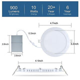 12 Pack 4 Inch Ultra-Thin LED Recessed Ceiling Light with Junction Box, 10W E...