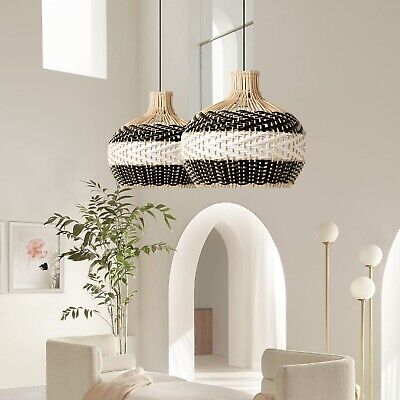 Arturesthome Rattan Pendant Light for Kitchen Island, Wicker Chandelier, Hand...