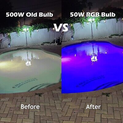 2023 Upgraded 50W Color LED Pool Light Bulb, 120V RGB Color Changing Pool Lig...