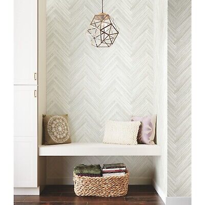 York Wallcoverings PSW1287RL Beige Hermosa Herringbone Peel and Stick Wallpaper