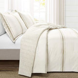 Lush Decor Comforter Farmhouse Stripe, King, Neutral Comforter Set