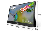 AOC 16T3EA 16'' Class USB-C Ultra-Slim Portable Monitor with IPS Panel, Full ...