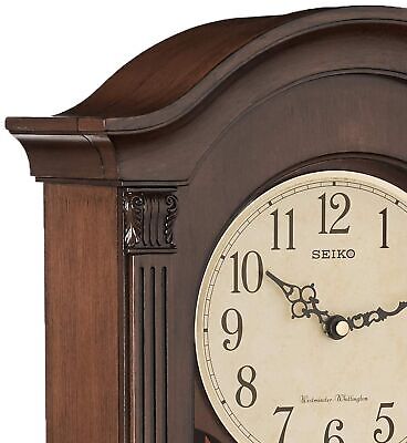 Seiko Gold Tone & Arched Wall Clock with Pendulum and Dual Chimes, 25 x 12.25...