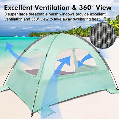 WhiteFang Beach Tent Anti-UV Portable Sun Shade Shelter for 3/4/6 Person, Ext...