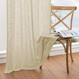 INOVADAY Beige Linen Curtains 120 Inches Long for Living Room Bedroom, Back T...