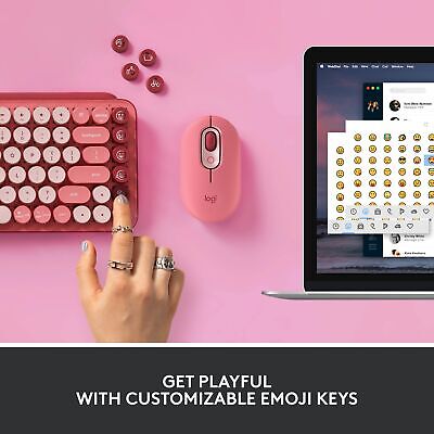 Logitech POP Mechanical Wireless Keyboard with Customizable Emoji Keys, Durab...