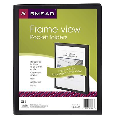 Smead Frame View Poly Two-Pocket Folder, Letter Size, Black, 5 Per Pack (8770...