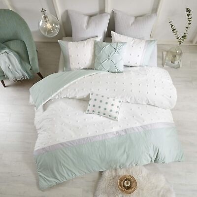 Urban Habitat Duvet Set 100% Cotton Jacquard, Tufts Accent, Shabby Chic All S...