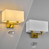 Gold Wall Sconces Set of Two Modern LED 2 Light Bedside Reading Wall Light Fi...