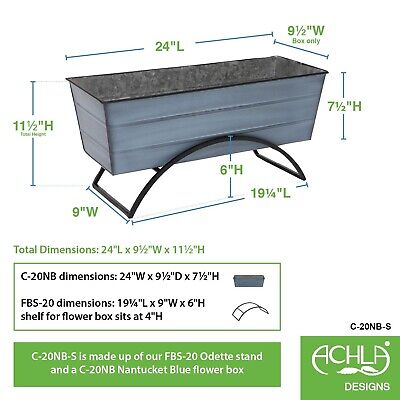 Achla Designs C-20NB-S Odette Medium Blue Flower Window Box with Stand