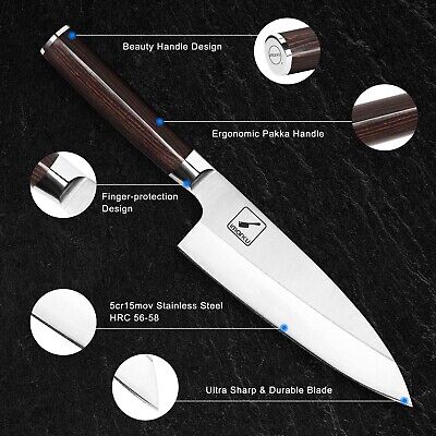 imarku Deba Knife, 7 inch Sushi Knife, Ultra Sharp Japanese Kitchen Knife wit...