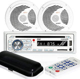 Pyle Marine Stereo Receiver Speaker Kit - In-Dash LCD Digital Console Built-i...