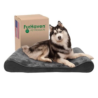 Furhaven Memory Foam Dog Bed for Large Dogs w/ Removable Washable Cover, For ...