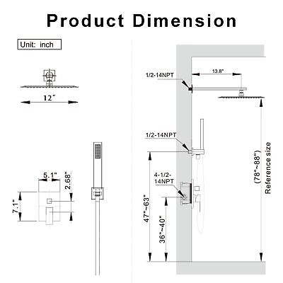 Shower System, Black Shower Faucet Set with 12-Inch Rain Shower Head and Hand...