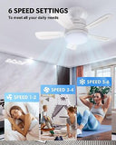 15.7" Socket Fan Light: Small Ceiling Fan with Light and Remote 3000K-6500K,1...