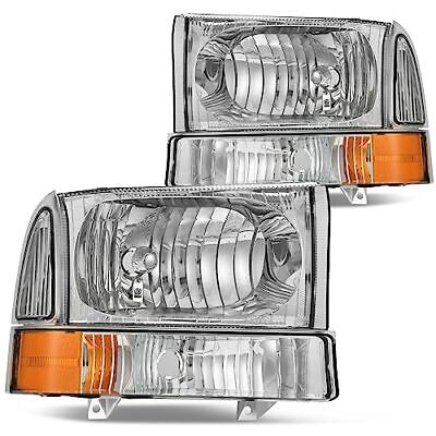 DWVO Headlights Assembly Compatible with 1999-2004 Ford Chrome+Clear Lens