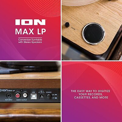 ION Audio Max LP &#8211; Vinyl Record Player / Turntable with Built In Speakers,