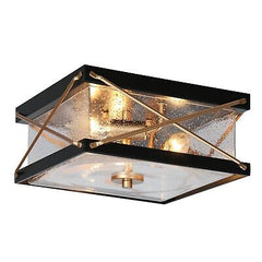 ZEVNI 3-Light Black Gold Ceiling Light, Modern Industrial Flush Mount Ceiling...