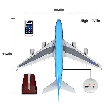 24-Hours 18&#8221; 1:160 Airplane Model Korea Airbus 380 Model Plane with LED Li