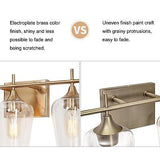 Durent Lighting Gold Bathroom Light Fixtures, Modern Electroplated Brass Vani...