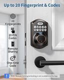 TEEHO TE002W Fingerprint Door Lock: Keyless Entry Smart Deadbolt Lock for Fro...